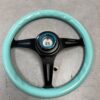 IMG_8297 NRG Innovations 350mm Minty Fresh Wood Grain Steering Wheel with Black Spokes