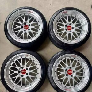 IMG_8298 BBS Silver Mesh Wheels with Polished Stepped Lips Wrapped in Bridgestone Potenza Tires (Set of 4)