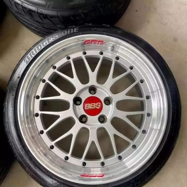 IMG_8300 BBS Silver Mesh Wheels with Polished Stepped Lips Wrapped in Bridgestone Potenza Tires (Set of 4)