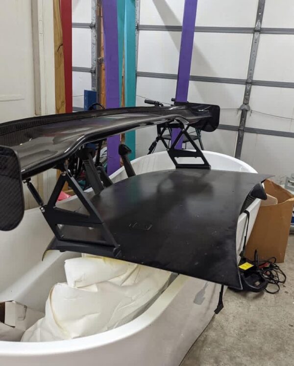 Used APR Performance GTC-200 Carbon Fiber Wing mounted to a Mazda Miata NA/NB Trunk Lid.