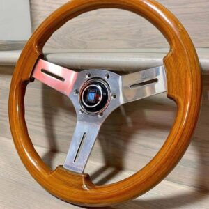 Nardi Classic Wood Steering Wheel with Polished Spokes.