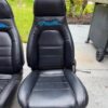 IMG_1787 OEM Mazda MX-5 Miata NA (1990–1997) Front Bucket Seats Pair – Black Leatherette with Teal Miata Logo