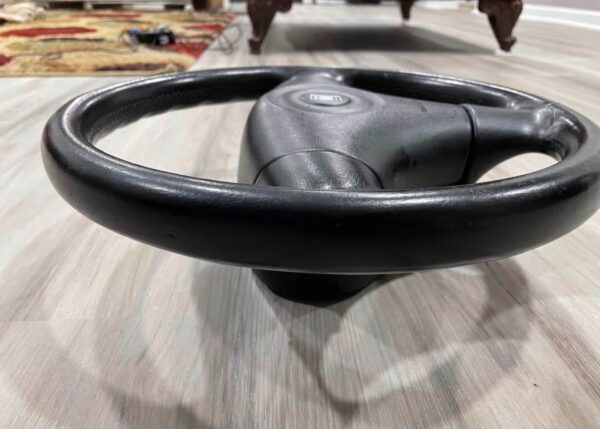IMG_3702 OEM Mazda Miata NB / NA Nardi 3-Spoke Black Leather Steering Wheel w/ Airbag