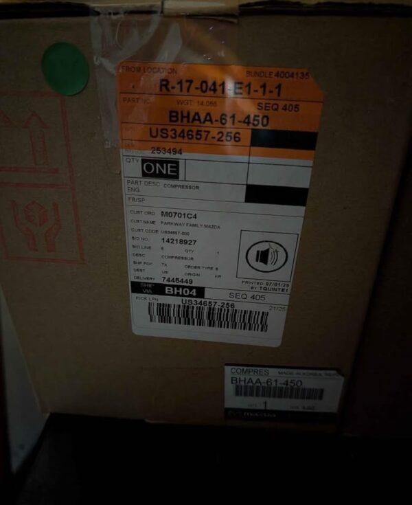 IMG_6949 OEM Mazda / Hanon A/C Compressor (100cc / 12V) Part Number: CA50005AAC04 / HV14-A