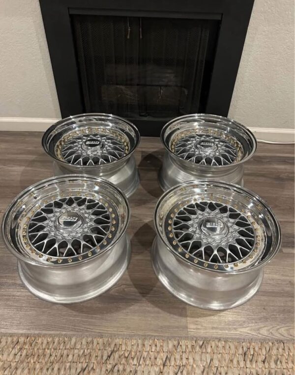 Genuine BBS RS Style 3-Piece Polished Mesh Wheels Set (4 Wheels)
