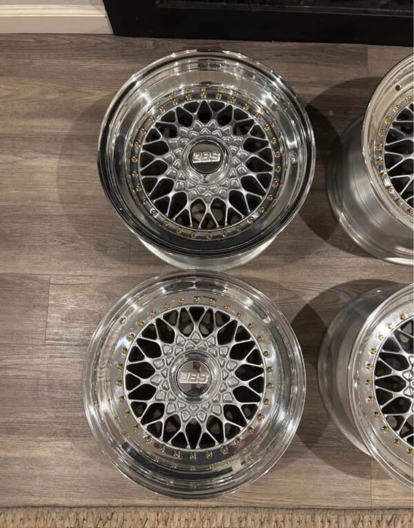 Genuine BBS RS Style 3-Piece Polished Mesh Wheels Set (4 Wheels)