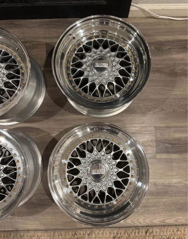 Genuine BBS RS Style 3-Piece Polished Mesh Wheels Set (4 Wheels)