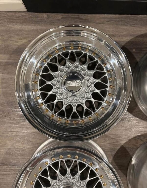 Genuine BBS RS Style 3-Piece Polished Mesh Wheels Set (4 Wheels)