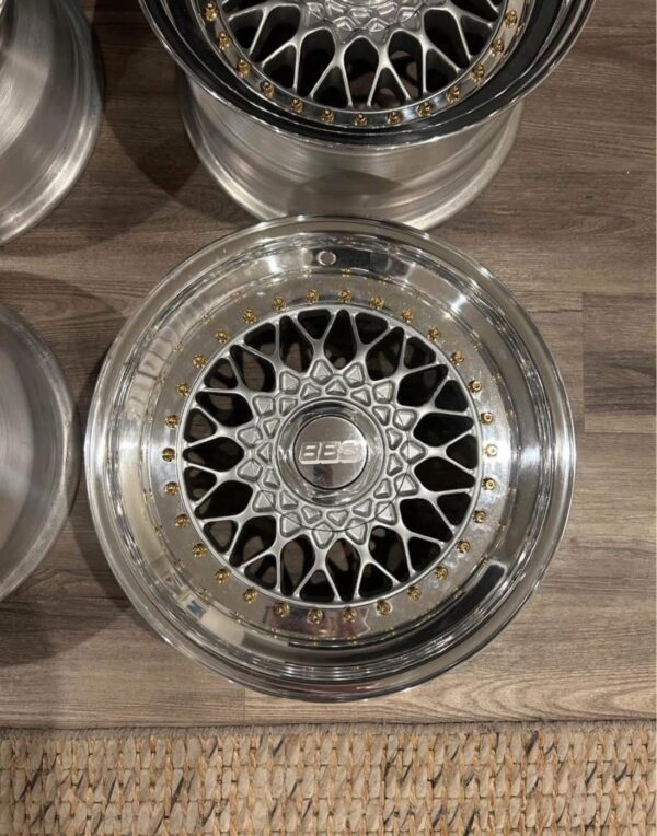 Genuine BBS RS Style 3-Piece Polished Mesh Wheels Set (4 Wheels)