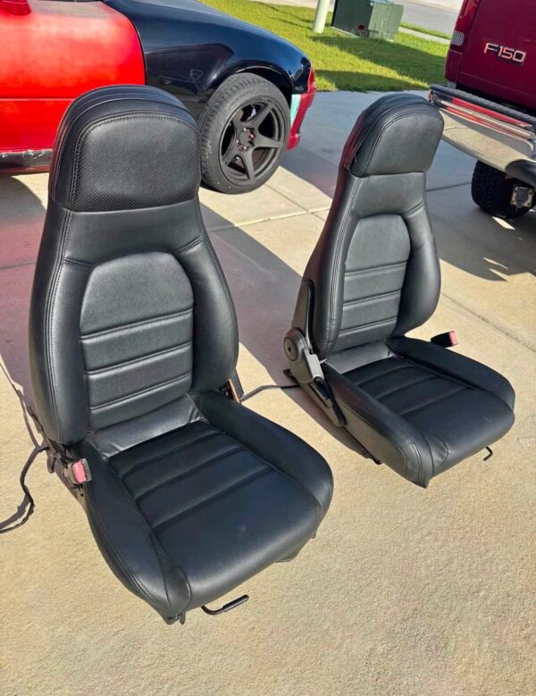 OEM High-Back Leather Bucket Seats (Pair) – Black Perforated Leather