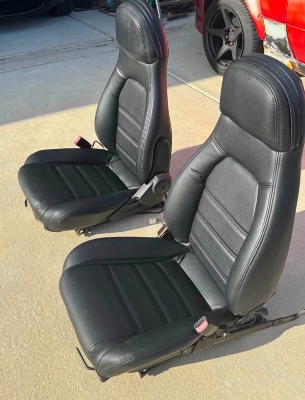 OEM High-Back Leather Bucket Seats (Pair) – Black Perforated Leather