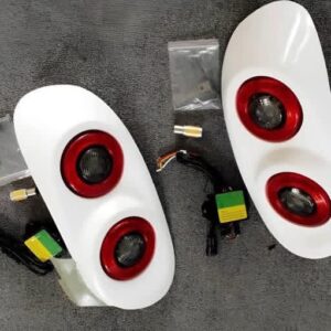 Mazda Miata NA Custom Dual-Round Tail Light Assemblies (White Housings w/ Red Trim Rings)