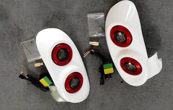 IMG_8238 Mazda Miata NA Custom Dual-Round Tail Light Assemblies (White Housings w/ Red Trim Rings)