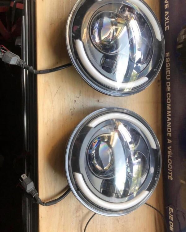 IMG_8271 7" Round LED Halo Projector Headlights w/ DRL (Pair)