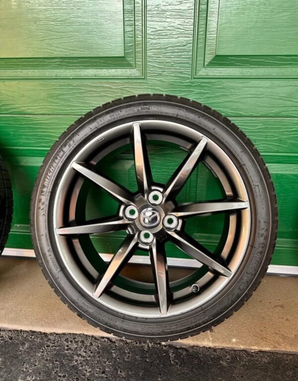 IMG_8818 OEM Mazda MX-5 Miata ND (2016+) 17" Dark Gunmetal Alloy Wheels & Tires (Set of 4)