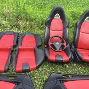 Mazda MX-5 Miata Red & Black Leather Seats, Steering Wheel, and Interior Door Panels – Complete Interior Set