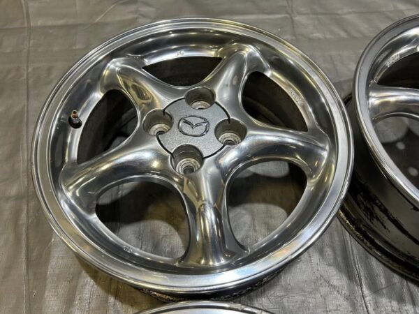 OEM Mazda Miata NA/NB 15" Chrome 5-Spoke Alloy Wheels Set with Center Caps (4x100)