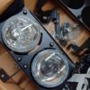 Dual Round Projector Headlight Assembly & Mounting Bracket Conversion Kit
